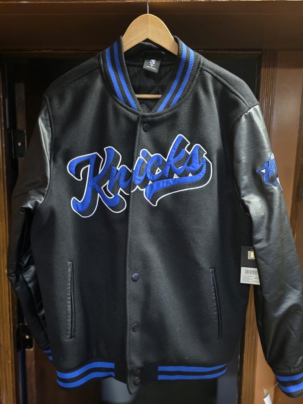 NBA Black and Blue Knicks Varsity Jacket